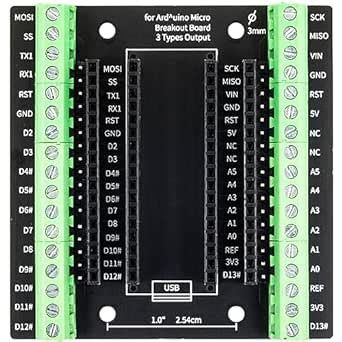 Terminal Breakout Board for Arduino Micro, 34 Pin GIPO 1 into 3 ...