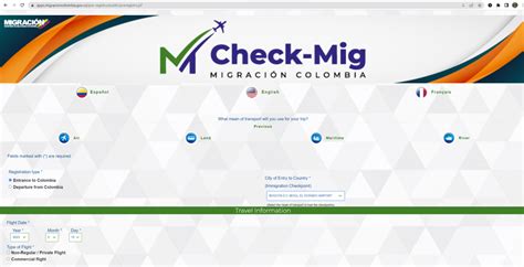 Colombia's Check-Mig: the on-line form for international air travellers ...