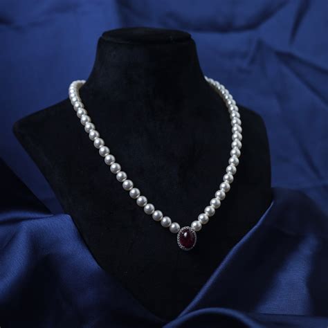 Royal Ruby Pearl – Moissanite Necklace India | Myraé – Myrae