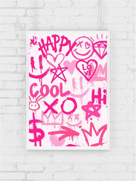 Pink Preppy Graffiti Style Wall Art Print Room Decor - Etsy