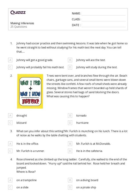 50+ Making Inferences worksheets for 8th Class on Quizizz | Free ...
