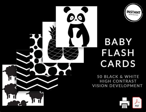 Buy Printable Baby Flash Cards Black and White High Contrast Cards Baby ...