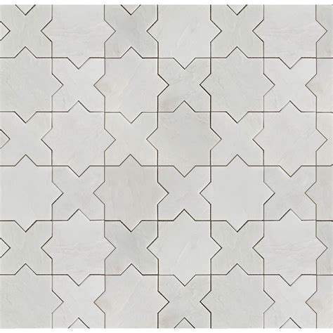 Rickert Tile - Oriental White Honed Star and Cross Mosaic — Floorzz
