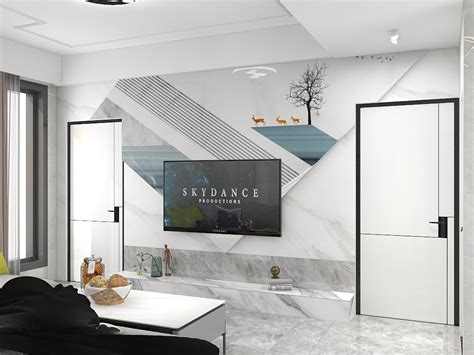 家装客厅隐形门电视背景墙设计效果图_齐家网装修效果图