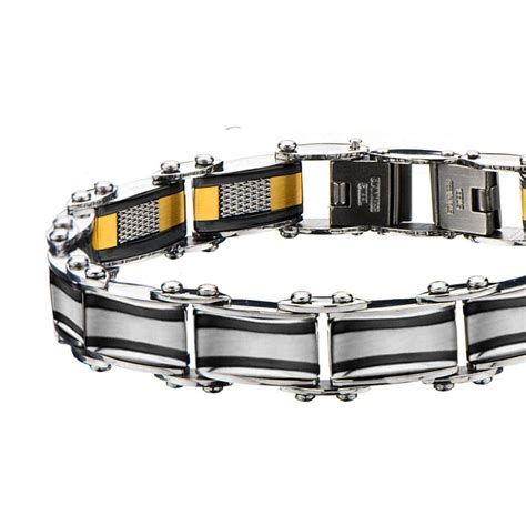 Buy Black Gold Stainless Steel Exposed Mesh Reversible Bracelet Online ...