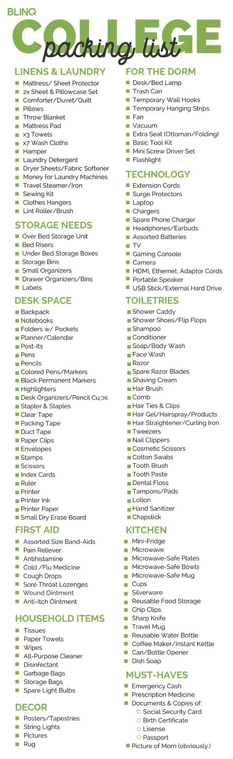 The Ultimate College Packing List - Dorm Essentials