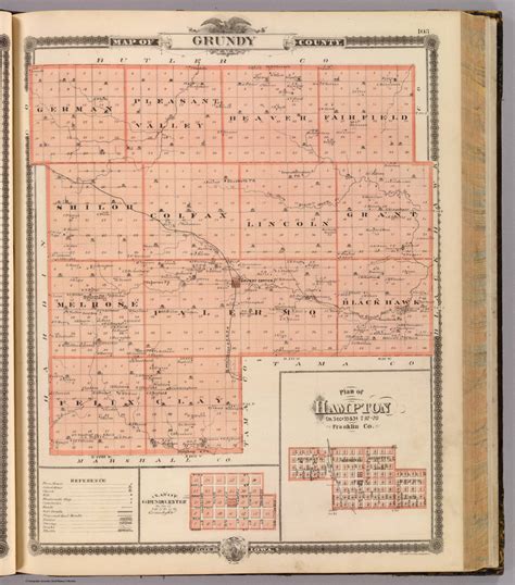 Map of Grundy County, State of Iowa. (with) Plan of Hampton ...