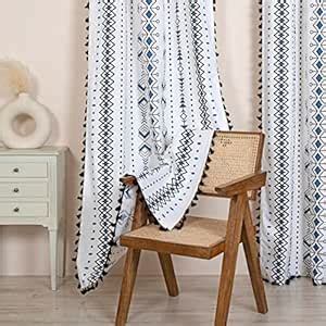 Buy HOMEMONDE Cotton Printed Door Semi Sheer Curtains 7 Feet Set of 2 ...