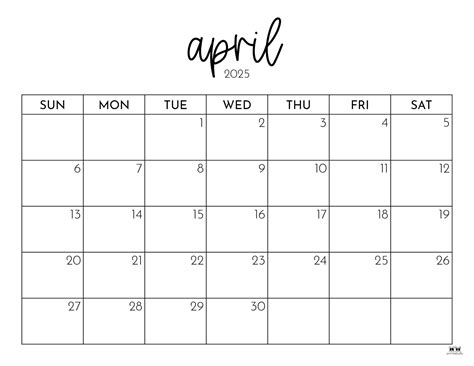 April 2025 Calendars - 107 FREE Printables | Printabulls