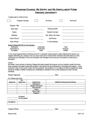 Fillable Online Program Change Form - Herzing - Herzing University Fax ...