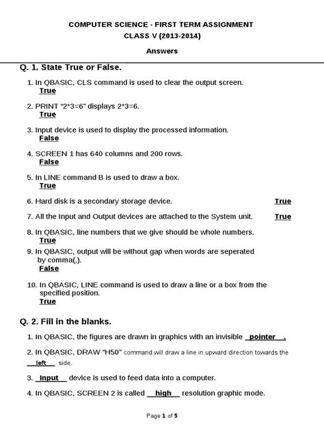Image result for Assignment Topics for Class 5 Computer