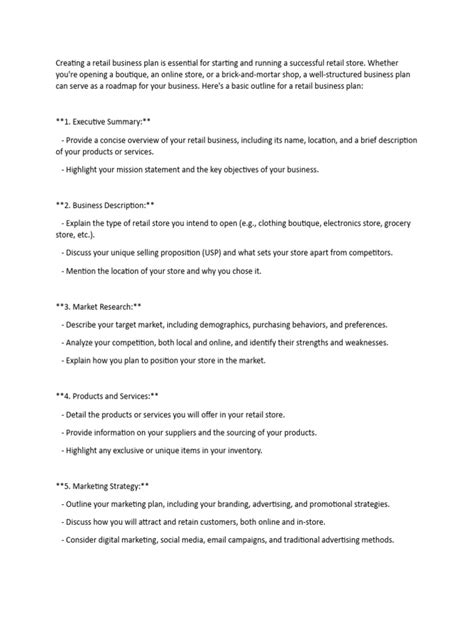 Retail Business Plan Template 的图像结果