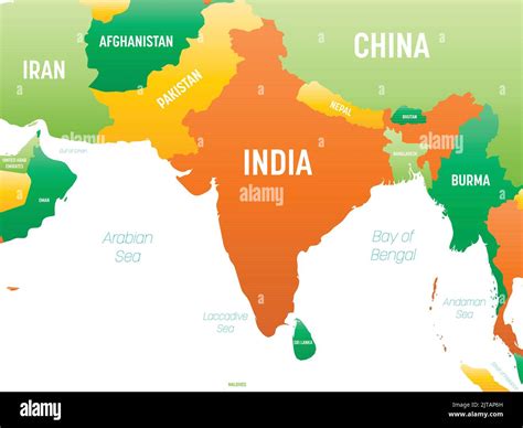 South Asia detailed political map with lables Stock Vector Image & Art ...