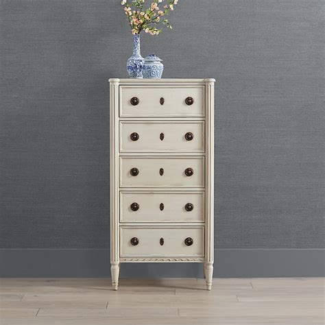 Etienne 5-Drawer Dresser with Brass Hardware & Fluted Legs