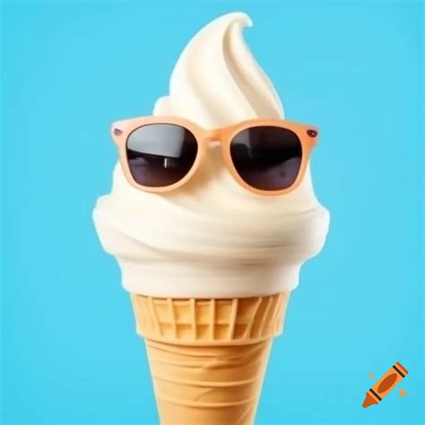 Vanilla ice cream cone wearing sunglasses on Craiyon