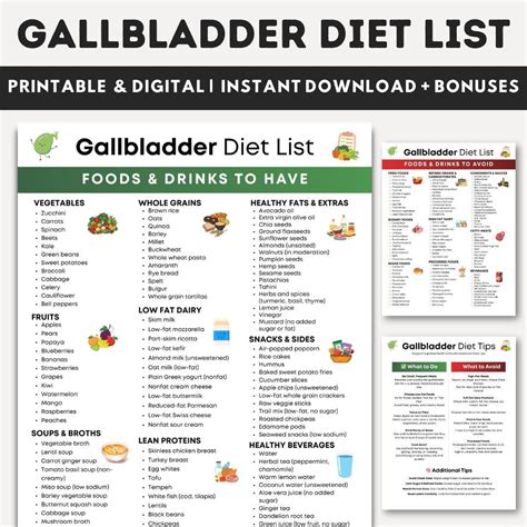 Gallbladder Diet Food Chart, Gallstones Food List, Gallbladder Support Meal Plan, Gallbladder ...