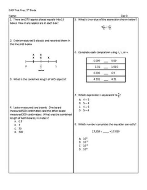 Iowa 5th Grade Math Test Prep; Print and Go for the ISASP! All ...