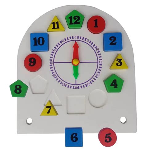Wooden Learning Clock , Educational Digital Analog Numbers, Shape Colo ...