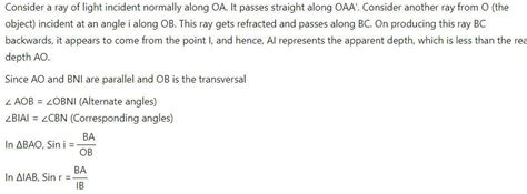 proove that,refractive index=real depth/aparent depth pls answer ...