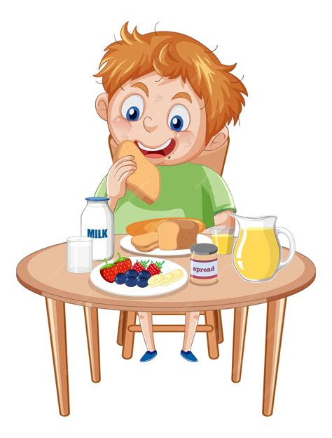 Kids Eating Breakfast Clipart