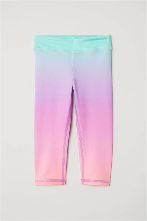 3/4-length sports tights - Pink/Rainbow coloured - Kids | H&M IN
