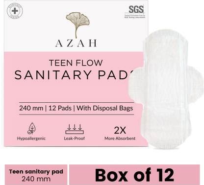 AZAH Rash-Free Organic Sanitary Pads (Box of 12 Pads Teen Pads ...