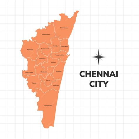 Chennai city map illustration map of the city in india | Premium Vector
