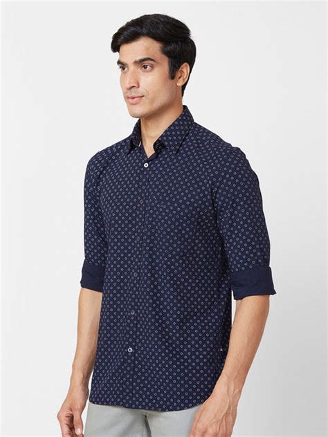 Parx Men Blue Printed Slim Fit Bamboo Blend Casual Shirts – MyRaymond