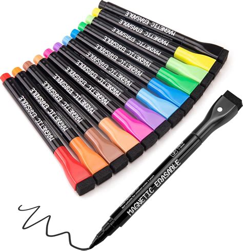 Amazon.com : JEFURE 12Pcs Magnetic Dry Erase Markers Fine Tip, Thin ...