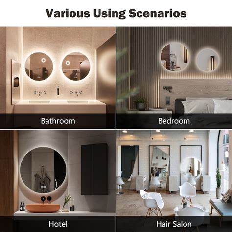 HomLux 32-in x 32-in Frameless Round Dimmable Lighted Fog Free Bathroom ...