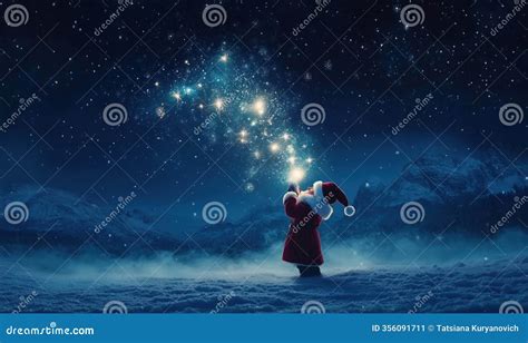 Magical Santa Claus Casting Spells in Snowy Landscape Under Starry ...