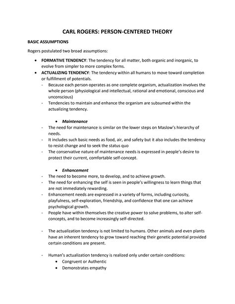 SOLUTION: Carl rogers person centered theory - Studypool