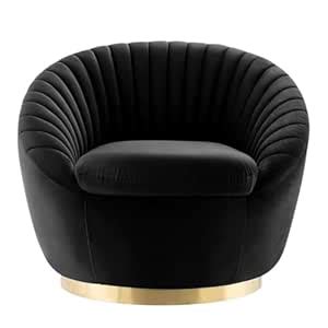 DECORITE CRAF Luxury Velvet Accent Chair with Gold Plated Swivel Base ...