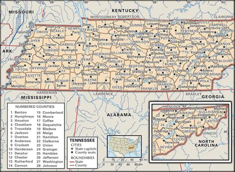 Tennessee Cities Map | Color 2018