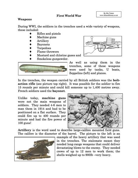 Different Types Of Weapons Used In Ww1 at Lynell Jones blog