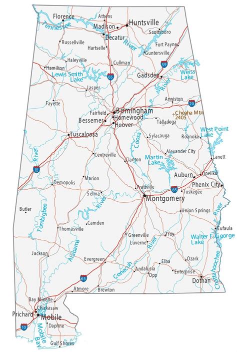 Map Of Alabama With Rivers - Free Printable Templates