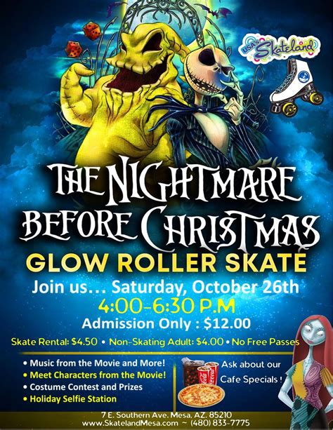 Nightmare Before Christmas Glow Skate, Skateland Mesa - Roller Skating ...