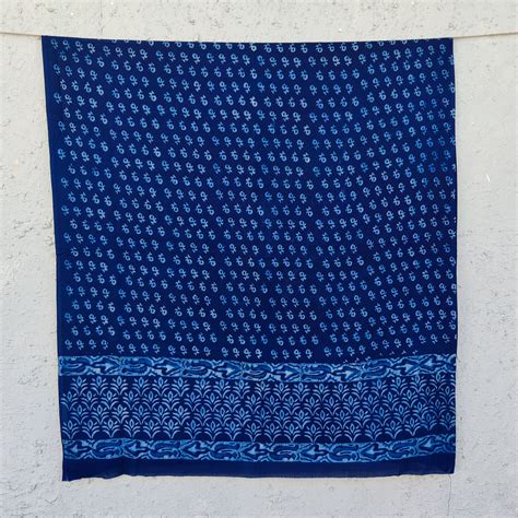 DHAARA - Pure Cotton Akola Indigo Tiny Motif Hand Block Printed Dupatt ...