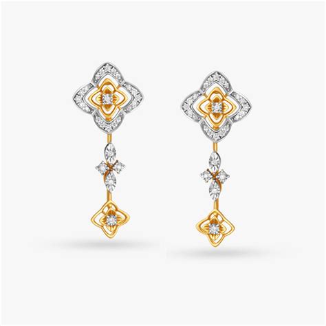 Graceful Floral Diamond Drop Earrings
