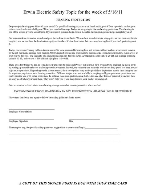 Fillable Online Erwin Electric Safety Topic for the week of 5/16/11 Fax ...