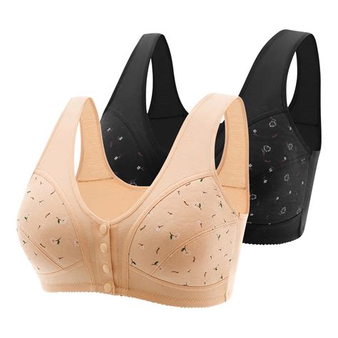 2 Pack Daisy Bra for Older Women Plus Size Convenient Front Closure ...