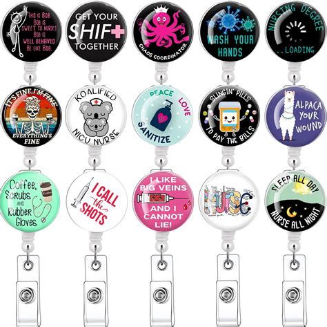 15pcs Nursing Student Must Haves Badge Reels Retractable Badge Holders ...