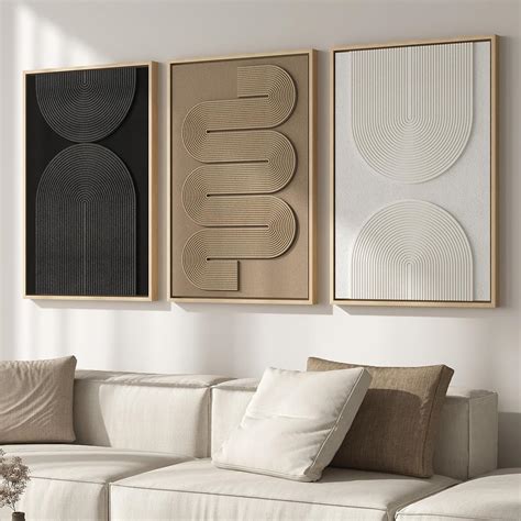 Amazon.com: Large 3D Textured Framed Boho Modern Neutral Abstract Wall ...