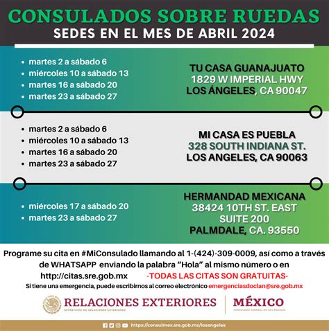 Lugares del Consulado sobre Ruedas en abril de 2024