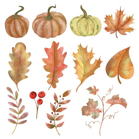 Watercolor Autumn Leaves Hd Transparent, Pumpkin And Autumn Leaves In ...