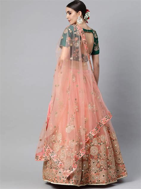 Women's Pink Net Thread Embroidery Lehenga Set – Trendia