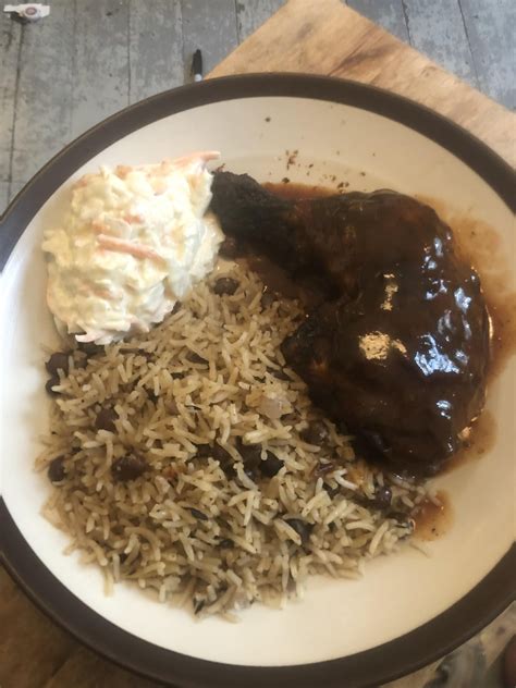 Homemade oven baked jerk chicken with rice and peas : r/UK_Food
