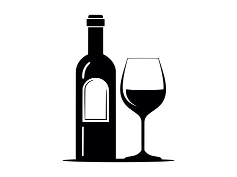 Black And White Wine Bottle And Glass Clip Art