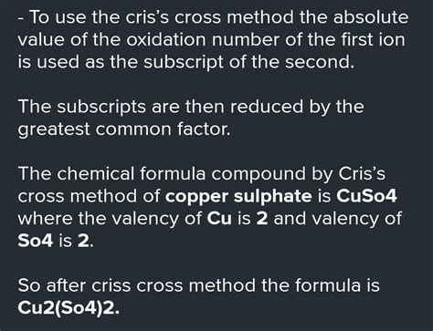 What is the Criss-cross method of writing formula for Copper sulphate ...