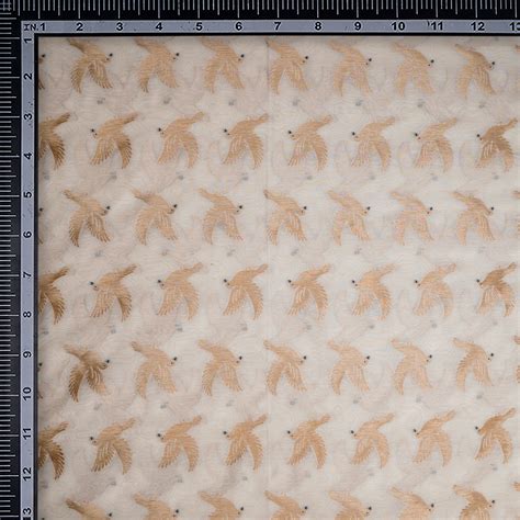 Buy White-Golden Color Chanderi Jacquard Fabric 67640/1 | FFAB